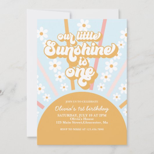 Onze Little Sunshine boho floral first jarig Kaart (Voorkant)