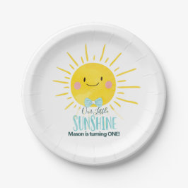 Onze Little Sunshine Boy Blue Bow Stropdas Sun Par Papieren Bordje