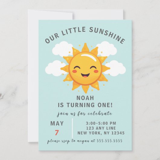 Onze Little Sunshine Boy's 1e verjaardagsfeestje Kaart (Voorkant)