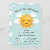 Onze Little Sunshine Boy's 1e verjaardagsfeestje Kaart (Voorkant / Achterkant)