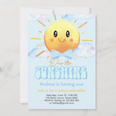 Onze 'Little Sunshine Cute Blue Boy Birthday Party Kaart (Voorkant)