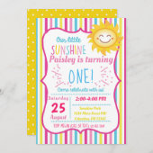 Onze 'Little Sunshine Girls Birthday Party' nodigt Kaart (Voorkant / Achterkant)