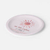 Onze Little Sunshine Pink Sun Birthday Party Papieren Bordje (Gekanteld)