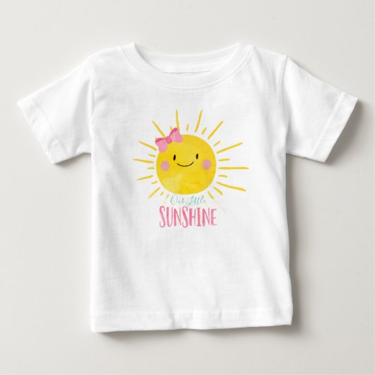 Onze Little Sunshine Roze Meisje Baby Zomer T-shir (Voorkant)