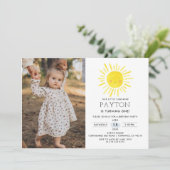 Onze Little Sunshine Sun 1e Verjaardag Foto Kaart (Staand voorkant)