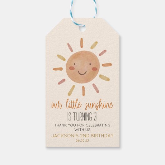 Onze Little Sunshine Yellow Sun Birthday Party Cadeaulabel (Achterkant)