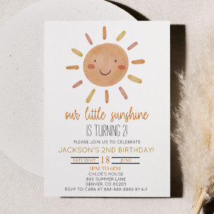 Onze Little Sunshine Yellow Sun Birthday Party Kaart