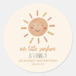 Onze Little Sunshine Yellow Sun Birthday Party Ronde Sticker