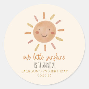 Onze Little Sunshine Yellow Sun Birthday Party Ronde Sticker