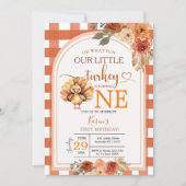 Onze Little Turkey Gingham Wildflower 1e verjaarda Kaart (Voorkant)
