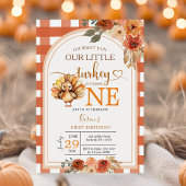 Onze Little Turkey Gingham Wildflower 1e verjaarda Kaart