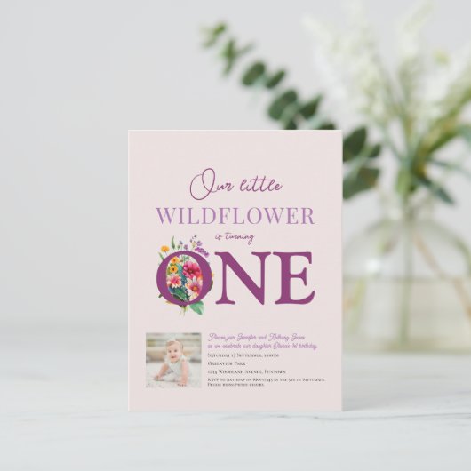 Onze Little Wildflower 1e Verjaardag heldere bloem Briefkaart (Staand voorkant)