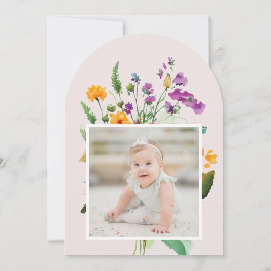 Onze Little Wildflower 1e Verjaardag heldere bloem Kaart (Achterkant)