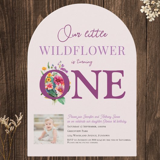 Onze Little Wildflower 1e Verjaardag heldere bloem Kaart