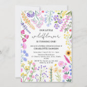 Onze Little Wildflower Meisje Eerste Verjaardag Fo Kaart (Voorkant)