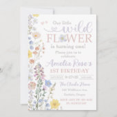 Onze Little Wildflower Uitnodiging, 1e verjaardag Kaart (Voorkant)