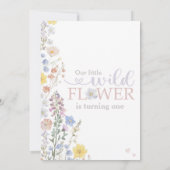 Onze Little Wildflower Uitnodiging, 1e verjaardag Kaart (Achterkant)