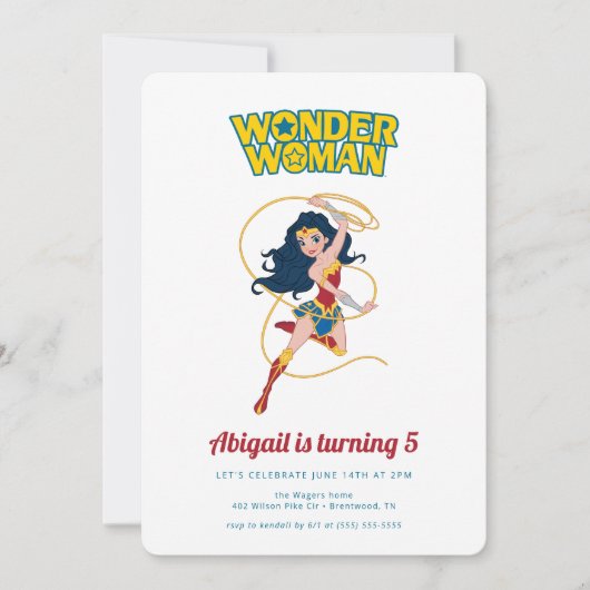 Onze 'Little Wonder Woman Girls Birthday' uitnodig Kaart (Voorkant)