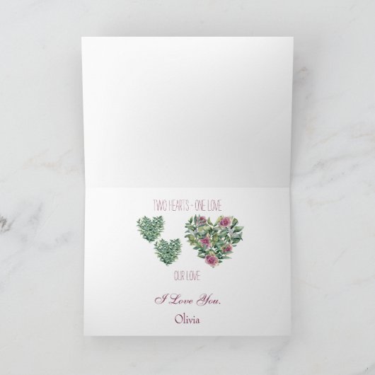 Onze Love Floral Heart Valentijn Day Feestdagen Kaart (Binnen)