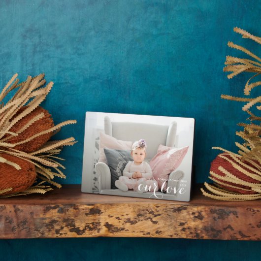 ONZE LOVE Script Tabletop Easel Foto Fotoplaat (Zijkant)