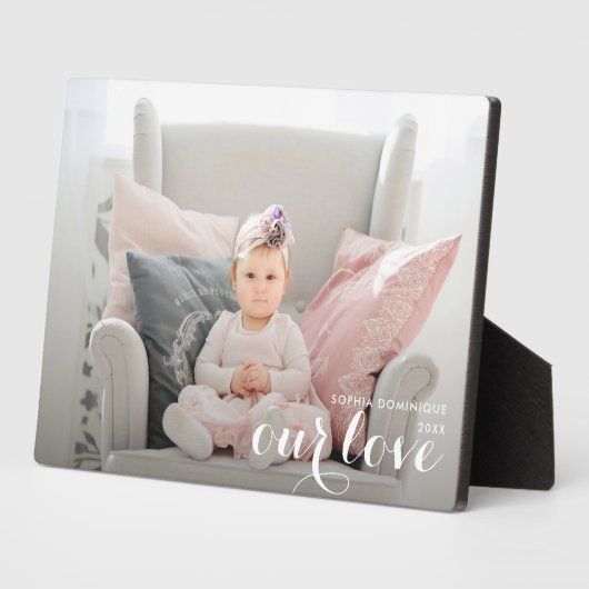 ONZE LOVE Script Tabletop Easel Foto Fotoplaat (Zijkant)