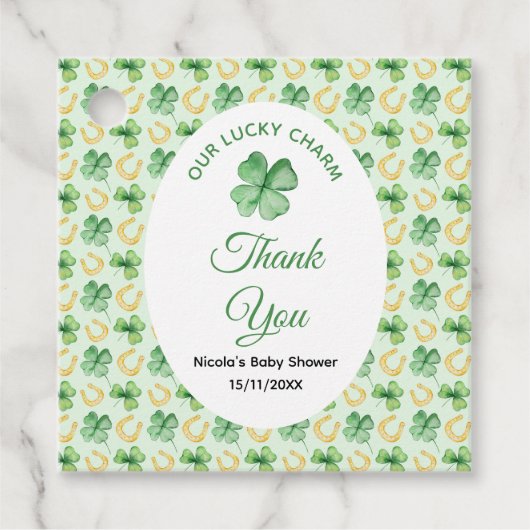 Onze Lucky Charm St. Patrick's Baby Shower Bedankjes Labels (Voorkant)