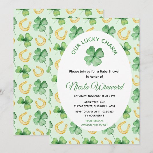 Onze Lucky Charm St. Patrick's Baby Shower Kaart (Voorkant / Achterkant)