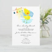 Onze Lucky Duck Schattige Baby shower Party Waterv Kaart (Staand voorkant)