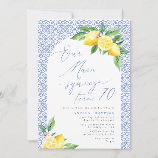 Onze Main Squeeze wordt 70 Lemon Italiaanse verjaa Kaart (Voorkant)