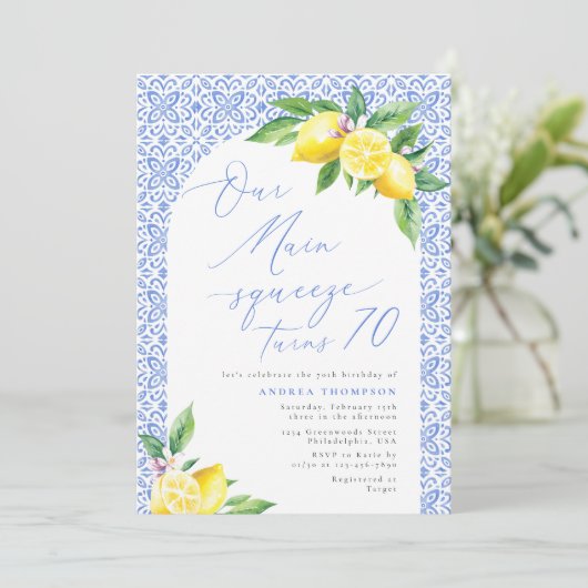 Onze Main Squeeze wordt 70 Lemon Italiaanse verjaa Kaart (Staand voorkant)