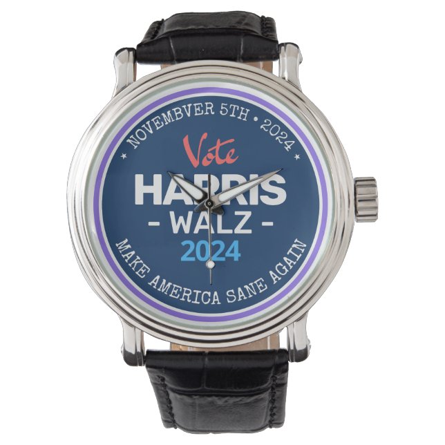 Onze Make America Sane Again Harris Walz 2024 Horloge (Voorkant)