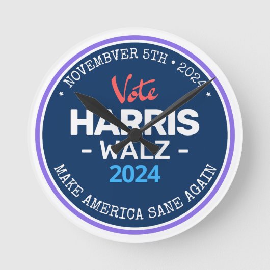 Onze Make America Sane Again Harris Walz 2024 Ronde Klok (Voorkant)