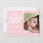 Onze mededeling van de kostbare Lil Pearl Baby Gir Aankondiging (Voorkant)