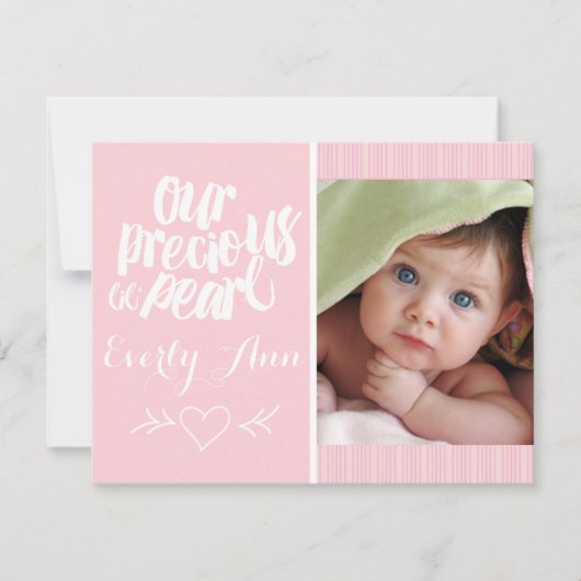 Onze mededeling van de kostbare Lil Pearl Baby Gir Aankondiging (Voorkant)