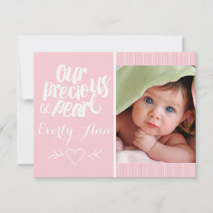 Onze mededeling van de kostbare Lil Pearl Baby Gir Aankondiging