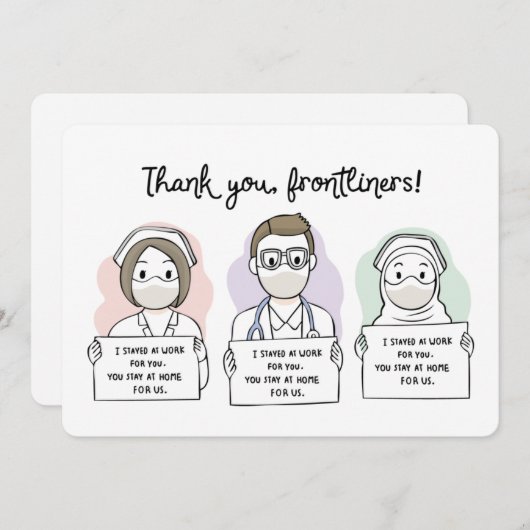 Onze medische frontliners op prijs stellen bedankkaart (Voorkant / Achterkant)
