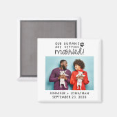 Onze mensen die getrouwd zijn met een hondfoto red magneet (Voorkant / Achterkant)