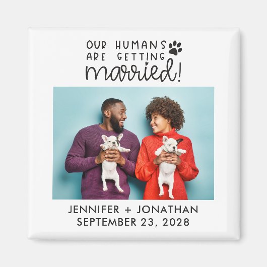 Onze mensen die getrouwd zijn met een hondfoto red magneet (Voorkant)