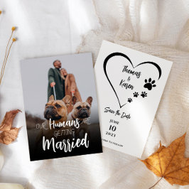 Onze mensen die trouwen sparen de datum kaart