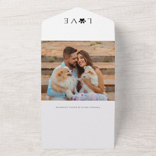 Onze mensen Getting Married Dog Foto All In One Uitnodiging (Buitenkant)