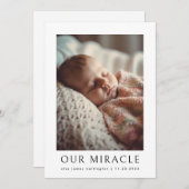 Onze Miracle Modern Foto Baby Geboorte Aankondigin Aankondiging (Voorkant / Achterkant)