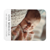 Onze Miracle Modern Foto Baby Geboorte Aankondigin Magneet (Horizontaal)
