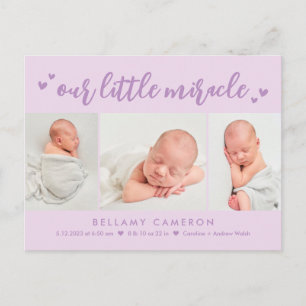 Onze Mirakel Editable Color Baby Birth Announoundi Briefkaart