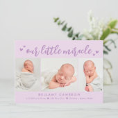 Onze Mirakel Editable Color Baby Birth Announoundi Feestdagenkaart (Staand voorkant)
