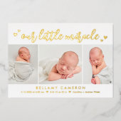 Onze 'Mirakel Folie Baby Birth' aankondiging (Voorkant)