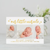 Onze 'Mirakel Folie Baby Birth' aankondiging (Staand Voorkant)