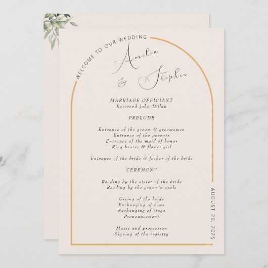 Onze moderne Arch met het echte Folie Wedding Prog Kaart (Voorkant / Achterkant)