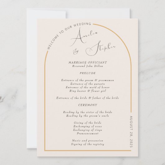 Onze moderne Arch met het echte Folie Wedding Prog Kaart (Voorkant)