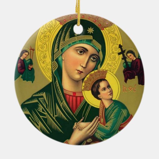 Onze moeder van Perpetual Help Jezus Keramisch Ornament (Achterkant)