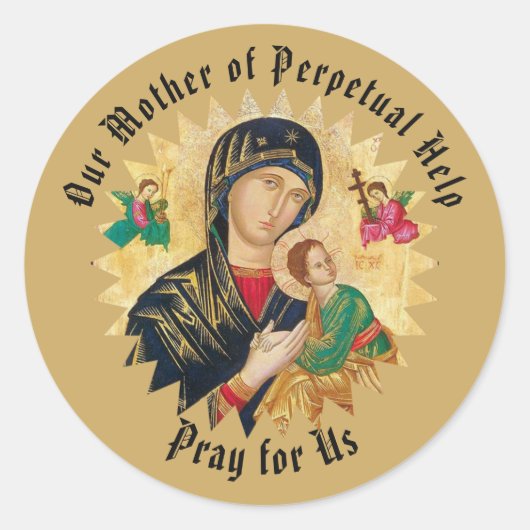 Onze moeder van Perpetual Help met Baby Jesus Ronde Sticker (Voorkant)